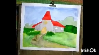 Christmas Drawing // Church Drawing With Pastel Color // Beautiful Landscape With Church Drawing