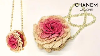 Tutorial on crocheting the 3D rose crossbody/handheld bag, the trend of #2024