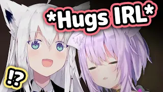 Okayu Hugs Fubuki IRL After Getting Jump-Scared【Hololive】