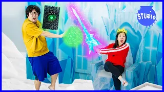 Ryan's House is FROZEN! Ryan's Mommy Battles Frozen Monsters!