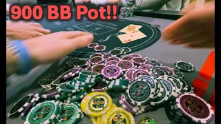 I make QUADS in a 900 BB Pot!!! Vlogger vs Vlogger Showdown -- Poker Vlog 6