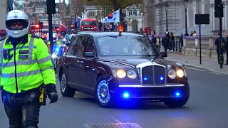 Police SEG escort President Yoon's motorcade in and out of Downing Street