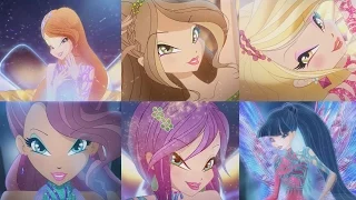 Winx Club - All Transformations up to Dreamix in Split Screen! HD!