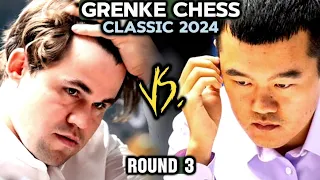 ROOK SACRIFICE!! | Magnus Carlsen (2823) vs. Ding Liren (2818) | GRENKE CHESS CLASSIC 2024 | ROUND 3