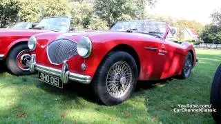 Austin Healey 100S   Amazing accelerating w  Backfiring!! 1080p HD