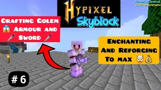 💯 Crafting Full Golem Armor and Sword + Enchanting🔥 and Reforging | 😃🤑 | CraftersMc | Gameplay #6