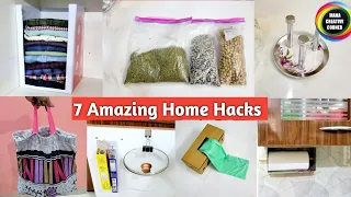 7 Simple Home Hacks, Organizers | Waste material reuse ideas | No cost organization ideas