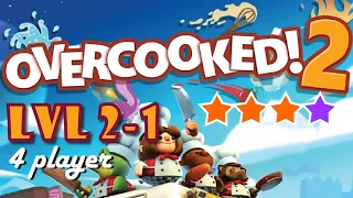 Overcooked 2 Level 2-1 4 stars 4 Player Co-op (Completed)