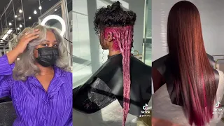 HAIR DYE TRANSFORMATIONS 2023!! SILK PRESS & COLOR COMPILATION ON NATURAL HAIR