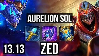 AURELION SOL vs ZED (MID) | 8/1/7, 1.7M mastery, 600+ games, Godlike | KR Master | 13.13