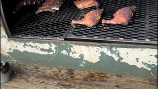 Center cut beef ribs, chicken, and sausage. Smoked on a 500 gallon offset smoker by primitive pits