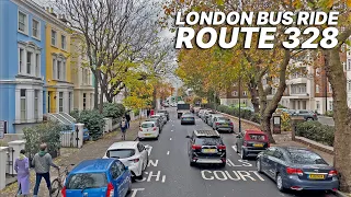 Autumn London inner-city bus ride from Chelsea's World's End to Golders Green (northbound Route 328)