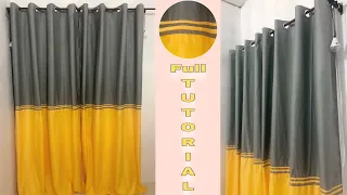 Simple Curtain w/ Combination of Yellow & Gray | How To Make A Simple Curtain | Full Tutorial