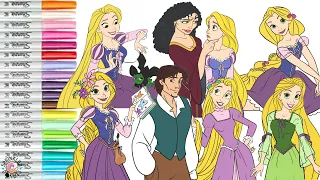 Disney Princess Coloring Book Compilation Tangled Rapunzel Flynn Rider Mother Gothal Arianna Pascal