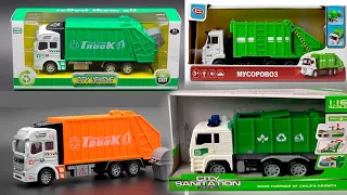 Garbage truck toys. A modern collection of garbage trucks.