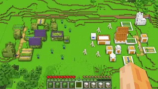 I look this ZOMBIE VILLAGE vs IRON GOLEM VILLAGE Battle in My Minecraft World ! New Villager House !
