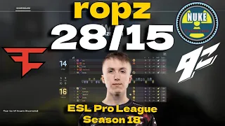 CSGO POV FaZe ropz (28/15) vs 9z (Nuke) @ ESL Pro League Season 18