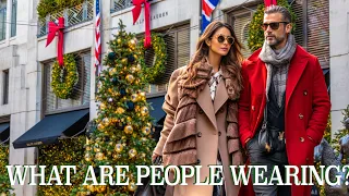 Winter Fashion in London: Street Styles and Festive  Christmas Decorations