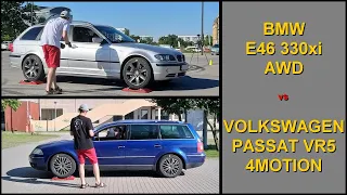 Bmw E46 330xi AWD vs Volkswagen Passat VR5 4Motion - 4x4 tests on rollers