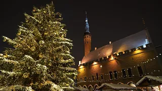 Estonia Tallinn Old Town Christmas Market after Sunset [4K] 50 Photographs