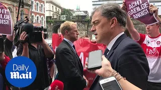 Northern Ireland Secretary Julian Smith arrives at the Guildhall in Londonderry