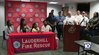 Lauderhill family thanks first responders for saving girl from drowning