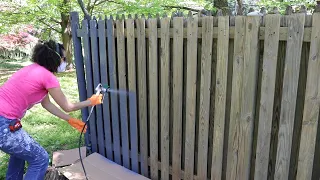 How to Use a Paint Sprayer to Paint a Wood Fence - Thrift Diving