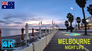 Night Tour at Melbourne St Kilda Beach | Melbourne 2022 | Melbourne 4K
