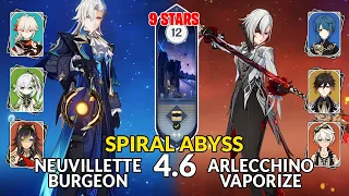 New 4.6 Spiral Abyss│Neuvillette Burgeon & Arlecchino Vaporize | Floor 12 | Genshin Impact