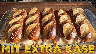 BRATWURST KÄSE  SANDWICH AUFLAUF - Einfach vorbereitet und in der Halbzeit genossen!