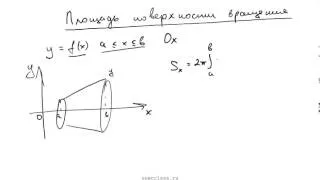 Нахождение площади поверхности вращения тела