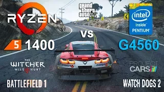 Ryzen 5 1400 vs Pentium G4560 Test in 5 Games (GTX 1060)