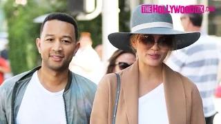 John Legend & Chrissy Teigen Lunch At La Scala & Go Shopping At Alo Yoga In Beverly Hills 6.22.16