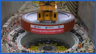 China's Incredible Hydroelectric Construction Project. Build Hydroelectric Plant On High Mountain