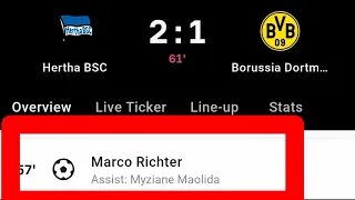 Marco Richter Goal Vs Borussia Dortmund | Hertha Berlin Vs Borussia Dortmund | 2-1 |