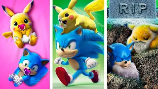 ¡Pikachu Y Sonic Del Nacimiento A La Muerte! ¡Pokémon En La Vida Real!