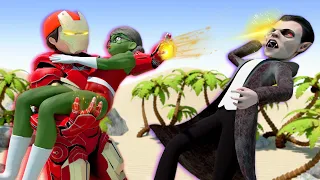 Scary Teacher TV - IronMan Giant Nick and Tani Hulk & MisT vs Vampire and Zombie