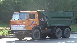 Kamaz 5511 dump truck and well-maintained Zaporozhets ZAZ-968 in Cherkasy Ukraine