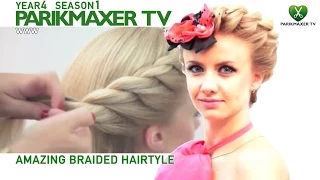 Вечерняя прическа на основе плетения NEW Amazing braided haido  парикмахер тв parikmaxer.tv