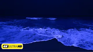 Instantly Reduce Stress To Sleep Well With Amazing Night Ocean Sound - 4K Video