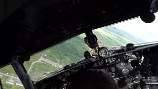 Cockpit view of the Il-14 flying over Krechevitsy Airport (flight #1)