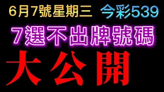 【今彩539】6月7號【三】｜🎉 賀🎉本期過關｜七選不出牌號碼分享｜ 7選不出牌推薦｜#539號碼 #539不出牌 #不出牌 #539🐱招財貓539