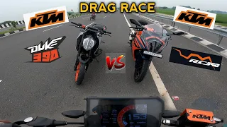 KTM RC390 BS6 vs Duke 390 || DRAG RACE || Top End