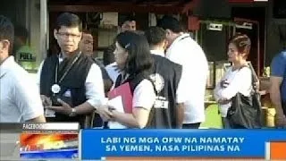 NTG: Labi ng mga OFW na namatay sa Yemen, nasa Pilipinas na