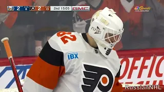 Ivan Fedotov stops Barzal's breakaway shot on his first NHL save vs Islanders (1 apr 2024)