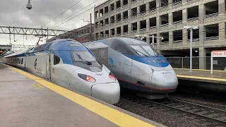 New VS Old! Amtrak Acela Train 2173 Passes Alstom Avelia Liberty @ New Haven Union Station (4/16/21)