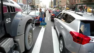 NYC Cycling Canal Street during Evening Rush Hour (Lane Filtering/Splitting)