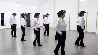 Line dance choregraphy of "In Hell I'll be in good company"