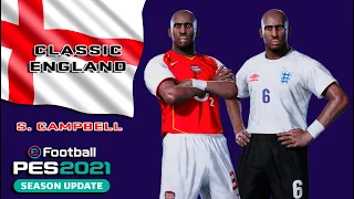 S. CAMPBELL face+stats (Classic England) How to create in PES 2021