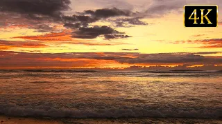 4K Calm Sunset Ambience: Relaxing Ocean Waves Sounds